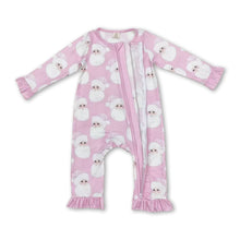 Load image into Gallery viewer, Pink santa ruffle baby girls Christmas zipper romper