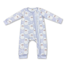 Load image into Gallery viewer, Light blue santa baby boys Christmas zipper romper