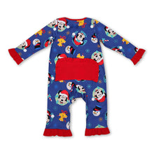 Load image into Gallery viewer, Snowman mouse Christmas hat baby girls zipper romper
