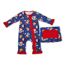 Load image into Gallery viewer, Snowman mouse Christmas hat baby girls zipper romper