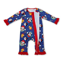 Load image into Gallery viewer, Snowman mouse Christmas hat baby girls zipper romper