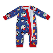 Load image into Gallery viewer, Snowman mouse Christmas hat baby boys zipper romper