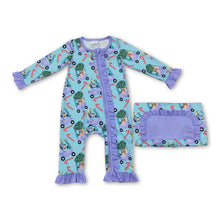 Load image into Gallery viewer, Lavender dog candy cane Christmas tree car girls zipper romper