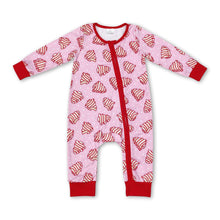 Load image into Gallery viewer, Long sleeves Christmas tree cake baby girls zipper romper