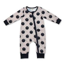 Load image into Gallery viewer, Long sleeves black smile baby boys zipper romper
