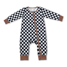 Load image into Gallery viewer, Long sleeves plaid baby kids zipper romper
