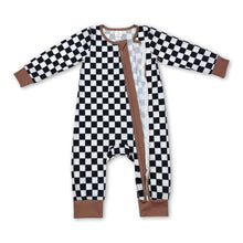 Load image into Gallery viewer, Long sleeves plaid baby kids zipper romper