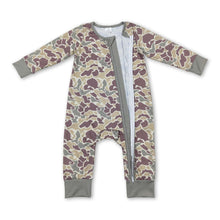 Load image into Gallery viewer, Long sleeves green camo baby kids zipper romper