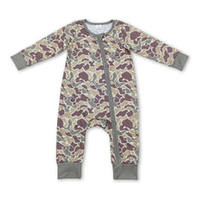 Load image into Gallery viewer, Long sleeves green camo baby kids zipper romper