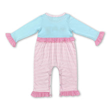 Load image into Gallery viewer, Santa deer long sleeves pink stripe baby Christmas romper