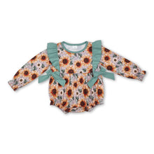 Load image into Gallery viewer, Long sleeves sunflower baby girls fall romper