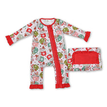 Load image into Gallery viewer, Long sleeves gingerbread baby girls Christmas zipper romper