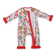 Load image into Gallery viewer, Long sleeves gingerbread baby girls Christmas zipper romper