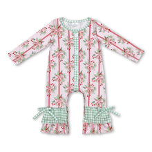 Load image into Gallery viewer, Pink bow berry ruffle baby girls Christmas romper