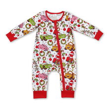 Load image into Gallery viewer, Christmas tree green face car baby kids zipper romper