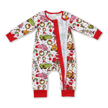 Load image into Gallery viewer, Christmas tree green face car baby kids zipper romper