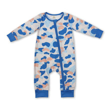 Load image into Gallery viewer, Blue camo long sleeves baby boy zipper romper
