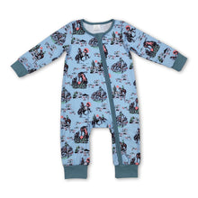 Load image into Gallery viewer, Long sleeves horse cactus baby boy western zipper romper