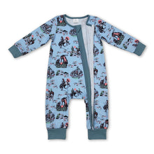 Load image into Gallery viewer, Long sleeves horse cactus baby boy western zipper romper