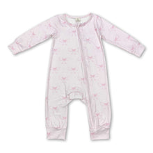Load image into Gallery viewer, Pink bow long sleeves baby girls zipper sleeper