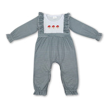 Load image into Gallery viewer, Long sleeves green stripe santa baby girls Christmas romper