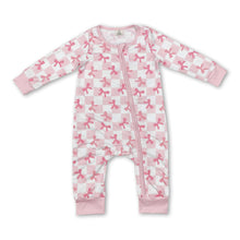 Load image into Gallery viewer, Long sleeves pink plaid bow baby girls zipper sleeper