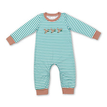 Load image into Gallery viewer, Duck green stripe long sleeves baby boy romper