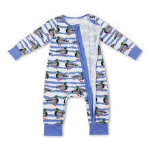 Load image into Gallery viewer, Blue duck long sleeves baby boy zipper romper