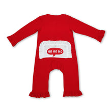 Load image into Gallery viewer, Santa embroidery ho ho ho baby girls zipper Christmas romper