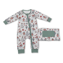 Load image into Gallery viewer, Santa gingerbread cactus boy Christmas zipper romper