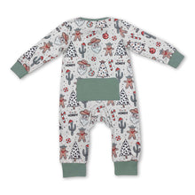 Load image into Gallery viewer, Santa gingerbread cactus boy Christmas zipper romper