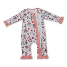 Load image into Gallery viewer, Santa gingerbread cactus girls Christmas zipper romper