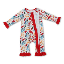 Load image into Gallery viewer, Christmas tree cake milk dog baby girl zipper romper