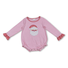 Load image into Gallery viewer, Long sleeves pink santa baby girls Christmas romper