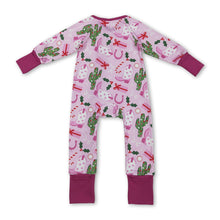 Load image into Gallery viewer, Pink boots candy cane gift baby western Christmas zipper romper