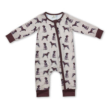 Load image into Gallery viewer, Long sleeves brown dog baby kids zipper romper