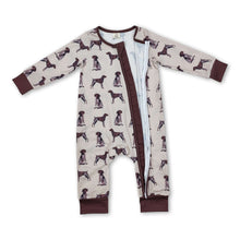 Load image into Gallery viewer, Long sleeves brown dog baby kids zipper romper