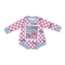 Load image into Gallery viewer, Long sleeves pink plaid dog baby girls Christmas romper