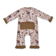 Load image into Gallery viewer, Long sleeves horse western kids girls zipper romper