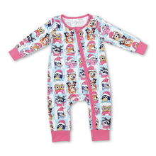 Load image into Gallery viewer, Pink dog deer Christmas hat baby zipper romper