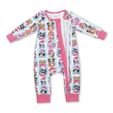 Load image into Gallery viewer, Pink dog deer Christmas hat baby zipper romper