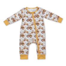 Load image into Gallery viewer, Yellow long sleeves tractor farm baby fall zipper romper