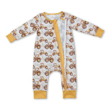 Load image into Gallery viewer, Yellow long sleeves tractor farm baby fall zipper romper