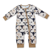 Load image into Gallery viewer, Long sleeves cows baby kids zipper romper
