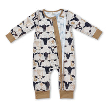 Load image into Gallery viewer, Long sleeves cows baby kids zipper romper