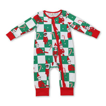 Load image into Gallery viewer, Red Christmas hat plaid baby boy zipper romper