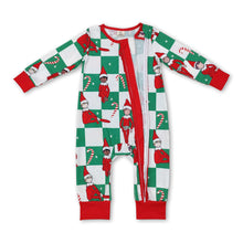 Load image into Gallery viewer, Red Christmas hat plaid baby boy zipper romper