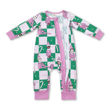 Load image into Gallery viewer, Pink Christmas hat plaid baby girls zipper romper