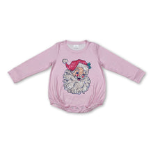 Load image into Gallery viewer, Pink long sleeves santa baby girls Christmas romper