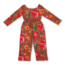 Load image into Gallery viewer, Long sleeves brown floral kids girls jumpsuit